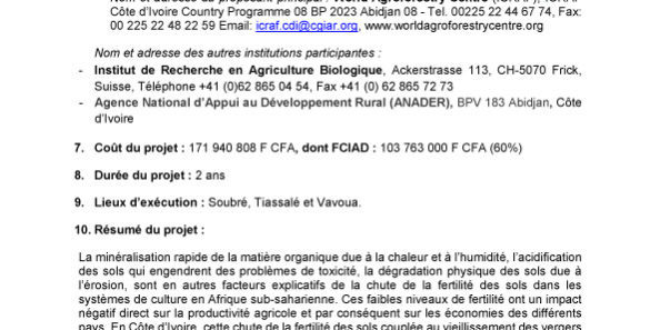 Fiche_Projet_109_ICRAF_Biochar-pour-restaurer-la-fertilité-des-sols_Cacao